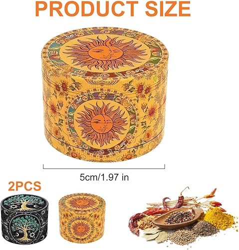 Lotvic Grinder Vintage, 2 pièces Moulin à Pollen Grinder, Herb Grinder, Zinc Durable Robuste Broyeur D'herbes Séchées avec Sa Petite Spatule à Pollen Couvercle Aimanté pour Une Fermeture (50 mm) - Nail Gallerys