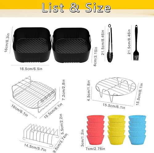 22Pcs Air Fryer Accessoires,Moule Silicone Air Fryer pour Philips 4,1L HD9200/HD9252/HD9255,Ensemble D'accessoires pour Friteuse à Air,Friteuse à Air Chaud Accessoires Plat pour Philips 4,1L - Nail Gallerys
