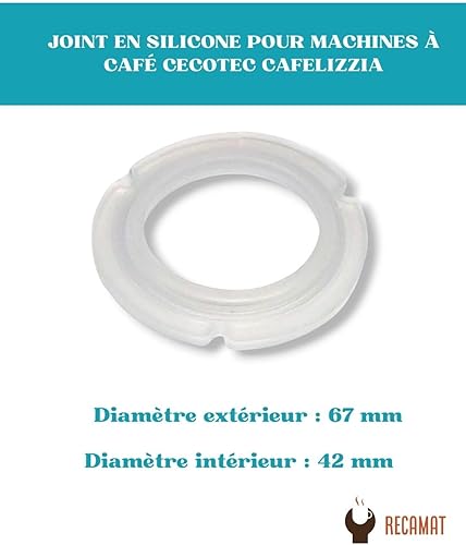 RECAMAT. Joint porte-filtre de rechange pour cafetière Cecotec Cafelizzia 790/890/Pro/Steel/Steel Pro/Steel DUO/Shiny Pro/Fast/Fast Pro. Pièce de rechange durable et résistante à la chaleur - Nail Gallerys