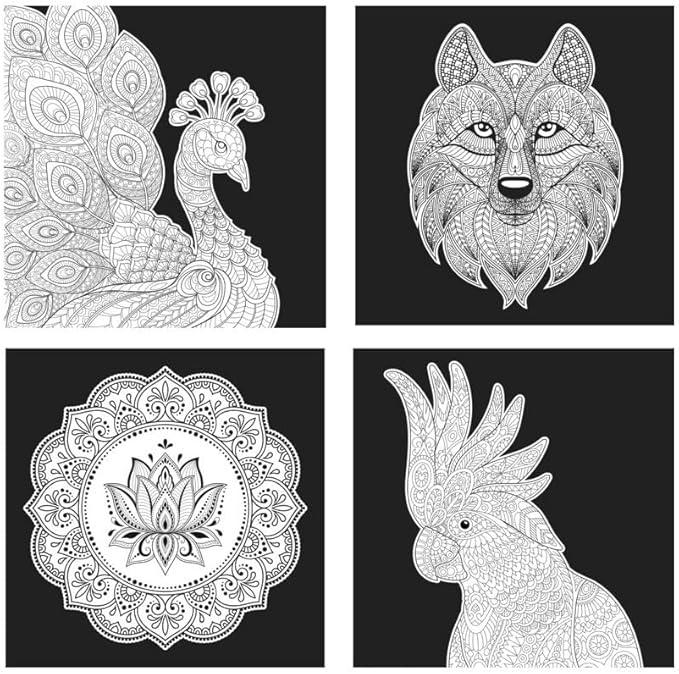 Toile pailletée à colorier - Paon - Nail Gallerys