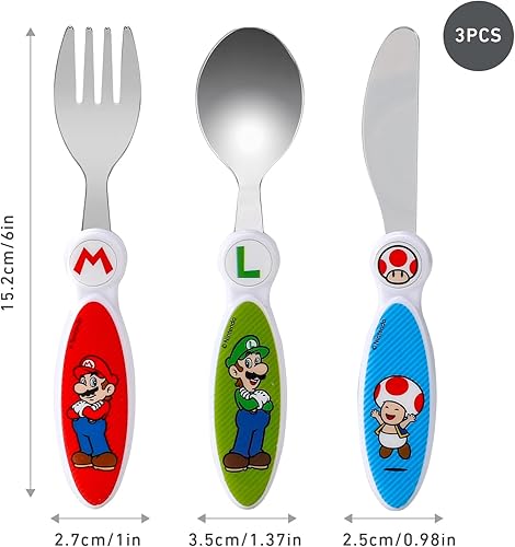 Super Mario Lot de 3 couverts pour enfants avec couteau/fourchette/cuillère - Nail Gallerys