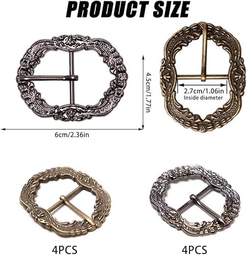 Sxutop 8 Pièces Boucle Ceinture Vintage Boucle de Ceinture Antique 30 mm Boucles à Rouleau en Métal Vieilli Boucles Ceintures pour Bretelles de Pantalon Traditionnel Vêtements (Bronze, Argent Antique) - Nail Gallerys