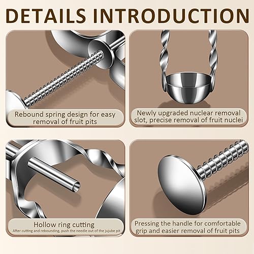 JasCherry Acier Inoxydable Dénoyauteur à Cerises et à Prunes, Dénoyauteur Mirabelle Utilisation Rapide et Simple, Dénoyauteur de Fruits pour Faire la Cerises Confiture, Gelée,Cuisine - Nail Gallerys