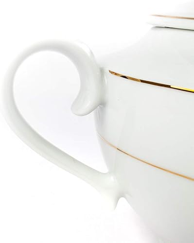 FranquiHOgar Soupière en porcelaine blanche avec couvercle et poignées, pour soupes et ragoûts avec tranchant d'or | Modèle classique Brême | Ustensiles de table - Nail Gallerys