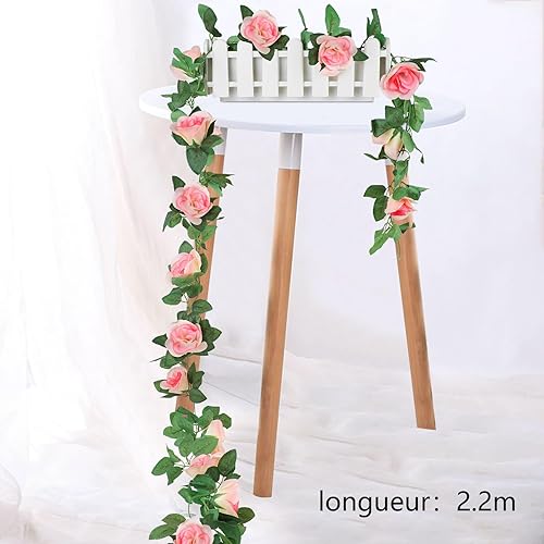 sulanmo Guirlandes de Fleurs de Roses Artificielles, Guirland Vignes Suspendus, 2PCS 220cm Fleurs Artificielles Deco pour Mariage Maison Jardin Fêtes - Nail Gallerys