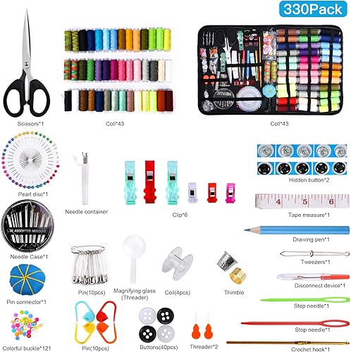 Kit de Couture,330 pcsKit de Couture Complet Premium Couture Accessoires Set de Couture Kit Couture Complet avec Boîte Mini Valise et Accessoires avancés de Couture Trousse Couture Professionnel - Nail Gallerys