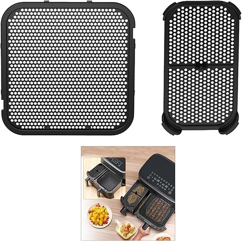 Lot de 2 protections anti-éclaboussures réutilisables en silicone pour panier double, friteuses à air, prévention des éclaboussures d'huile et déflecteur facile à nettoyer - Nail Gallerys