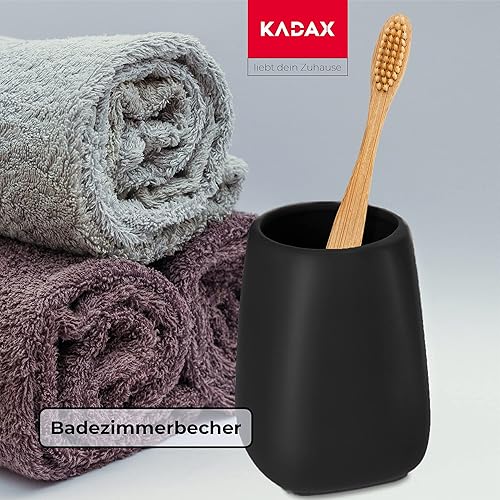 Mug de Salle de Bain KADAX, Tasse à Brosse à Dents en céramique, Tasse de Salle de Bain, Porte Brosse à Dents, Tasse à Eau, Finition Mate (Noir 2) - Nail Gallerys
