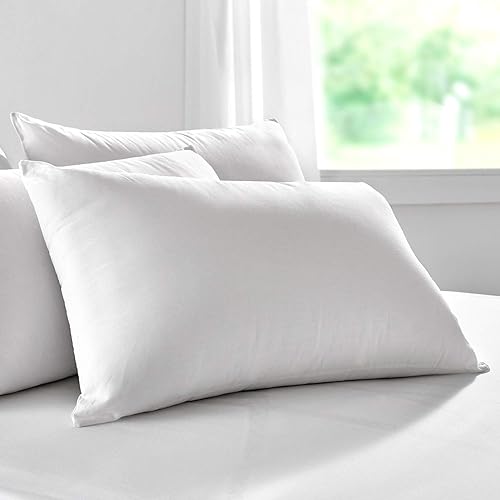 Pikolin Home - Oreiller 30 % duvet avec double taie en coton avec une faible fermeté, idéal pour dormir sur le ventre, Blanc - Nail Gallerys
