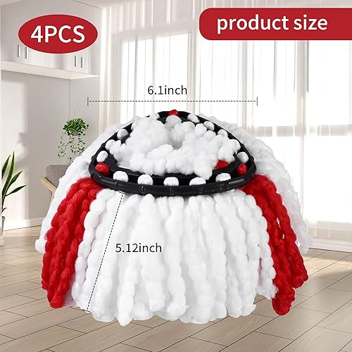 4 Pièces Têtes de Rechange pour Veleda Serpiere, Compatible pour Vileda Turbo 2en1 Mop, pour Vileda Serpillière Pièces de Rechange, pour Balai Serpillère de Remplacement en Microfibres - Nail Gallerys