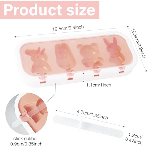 Moule Glace 4 Cavités, Avec Batonnet Glace, Ensemble à glace Réutilisables pour Bébé sans BPA, Moules à Glace DIY - Nail Gallerys