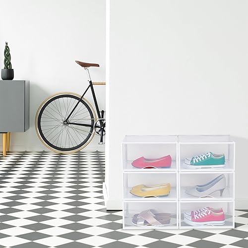 Relaxdays boîtes à Chaussures, Lot de 6, Sneakers, Escarpins, Pointure 48, Trous d'aération, Plastique, Transparentes - Nail Gallerys