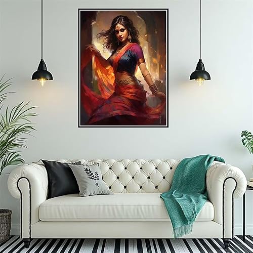 Peinture Numero Adulte Indien Danseuses Peinture par Numero pour Débutants 40x50cm, DIY Activité Manuelle Paint by Numbers, Kits de Peinture au Numéro pour Décoration de la Maison (Sans Cadre) -PT226 - Nail Gallerys