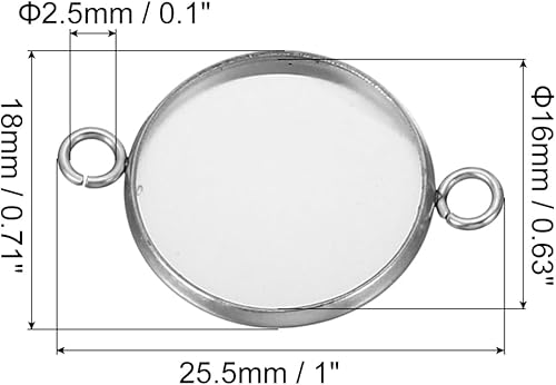 PATIKIL Pendentif Plateaux, 20 Paquets 316 Inox Acier 16mm Rond Lunette Plateaux Pendentif Socle Cabochons Plateaux avec 2 Bagues pour Photo Pendentif joyau Fabrication, Argent Ton - Nail Gallerys