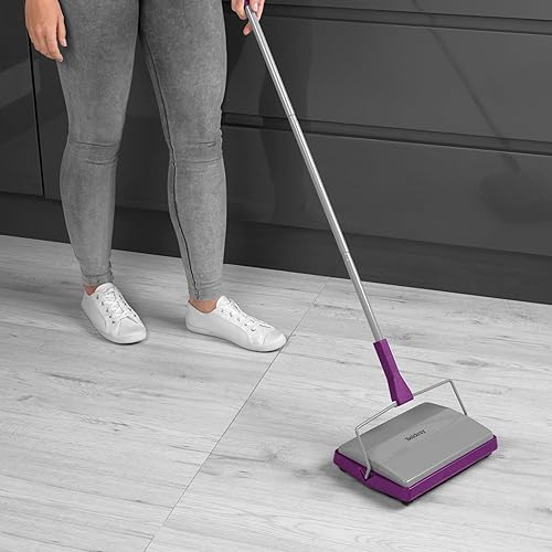Beldray LA024855PURWK2 Carpet Sweeper - Manual Floor Cleaner, Roller for Carpet Cleaning, Pet Fur Remover, Brush Comb to Remove Dirt/Hair from Bristles, Compact for Easy Storage, Lightweight, Purple - Nail Gallerys