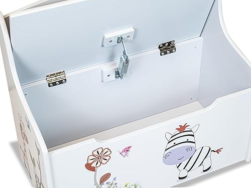 Teorema Giocattoli Coffre en Bois, Coffre à Jeux, Banc pour Chambre d'enfant, 58 x 30 x 49 cm, avec Dossier et Couvercle - Nail Gallerys