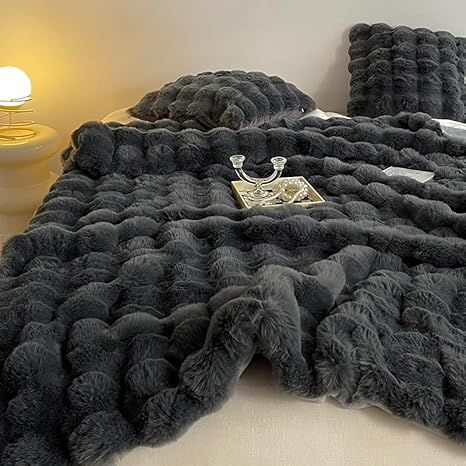 Fouriding Couverture en Fausse Fourrure de Lapin, Couverture en Fausse Fourrure à Bulles Chaudes d'hiver pour Lit Canapé Couverture Décontractée Couvre-Lit (Beige, 100×160CM) - Nail Gallerys