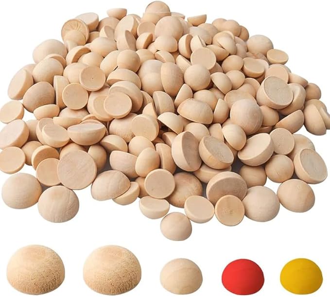 Perles demi-bois naturelles 10/12/15/20/25/30mm, boules de bois semi-inachevées, perles en bois fendu for bricolage, jouet artisanal, décoration de maison (Size : 10mm 100Pcs) - Nail Gallerys