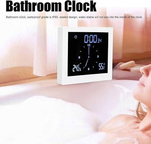 Horloge de salle de bain numérique avec minuteur, thermomètre et hygromètre, accessoire de salle de bain avec minuteur, alarme pour cuisine, salle de bain (blanc) - Nail Gallerys