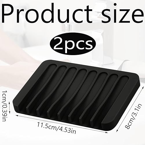 2 Pièces Porte-Savon en Silicone Noir avec Drainage Auto-Drainant pour Salle De Bain et Cuisine - Nail Gallerys