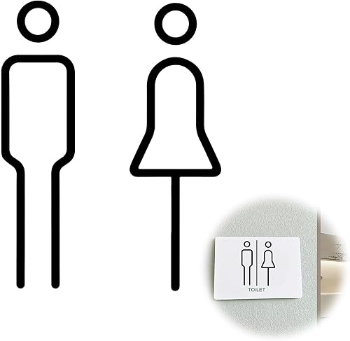 Toilette WC Autocollant,Plaque de Porte Femmes et Hommes,2PCS Sticker 3D Amovible pour Salle de Bain,Signalétique WC en Vinyle Miroir pour Hôtel,Bureau,Maison (Noir) - Nail Gallerys