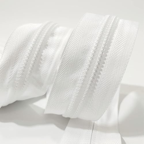 25 Mètres de Fermeture Éclair en Nylon + 10 Curseurs Libres Tireurs en Métal pour Couture sur Vêtements, Tissus - Au Mètre 5#, 25 M, Jaune - Nail Gallerys