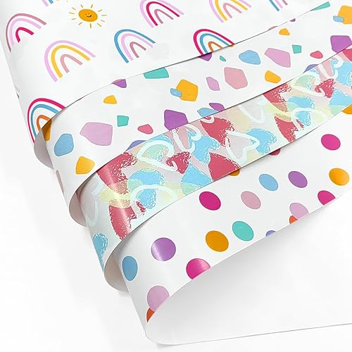 4 rouleaux de papier d'emballage cadeau de 43 cm x 3 m, rouleau de papier d'emballage d'anniversaire, adapté pour anniversaire, fête, mariage, fête prénatale, décorations de cadeaux de festival - Nail Gallerys
