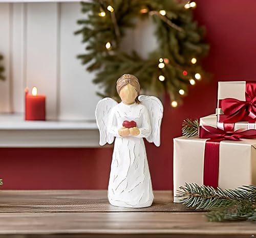 Zoyiancy Figurines d'ange gardien, cadeaux pour décoration d'intérieur, sculpture d'anges en résine tenant un cœur, Thanksgiving, Noël pour femme, maman - Nail Gallerys