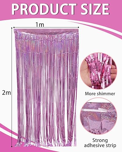 ZAMXHUG Rideau Métallique de Frange, Rose Tinsel Rideau Shimmer Fenetres Brillants ，Rideau Scintillant pour Photographie, La Fête Mariage, Anniversaire, Noël Party(1m x 2m) - Nail Gallerys