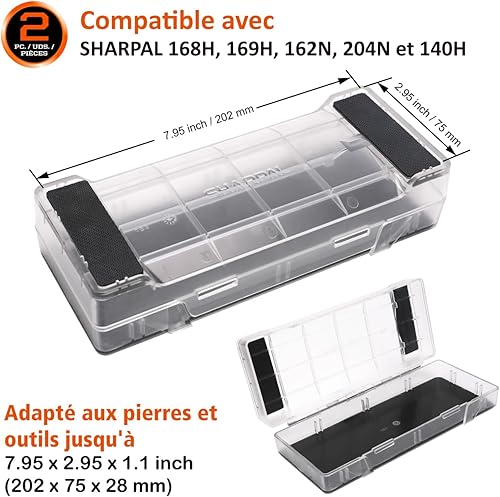 SHARPAL 169H Pierre à aiguiser Diamant Extra-Grossier 220 / Fin 600 Double Face – Pierre à aiguiser en diamant monocristallin 200 x 75 mm professionnel avec guide d'angle et base antidérapante - Nail Gallerys