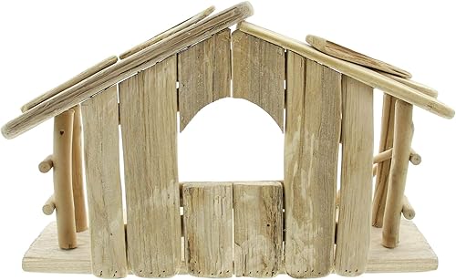 FRANK FLECHTWAREN Crèche de Noël, Avent, enfant de Noël, charme rustique, étable en bois flotté solide, dimensions 40 x 15 x 25 cm - Nail Gallerys