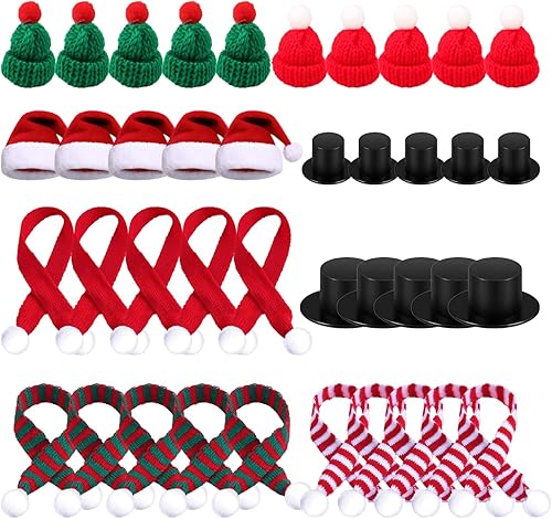 40 Pièces Mini Bonnet de Noël Petit Bonnet de Noël Bonnet de Noel Écharpe pour Bonhomme De Neige Bonnet Noel Bonnet pere Noel pour Décorer le Petit Arbre de Noël Bonhomme de Neige père Noël Etc - Nail Gallerys