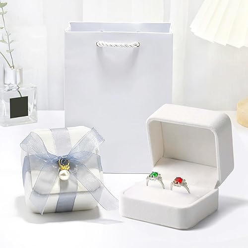 Boite Bague, Haute Qualité Petite Boite Cadeau en Blanc Pur avec Doublure en Tissu Doux Boite Cadeau Bijoux Idéal pour Fiançailles Mariages et Présentations de Bijoux - Nail Gallerys
