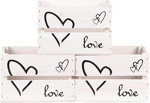Nature by Kolibri Lot de 3 caisses en bois, couleur : blanc, pour le rangement et l'organisation, mini caisse à fruits, avec inscription « love» - Nail Gallerys