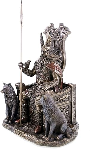 Veronese by Joh. Vogler GmbH Odin Dieux allemand avec loups et corbeaux 22 cm Figurine décorative colorée à la main - Nail Gallerys