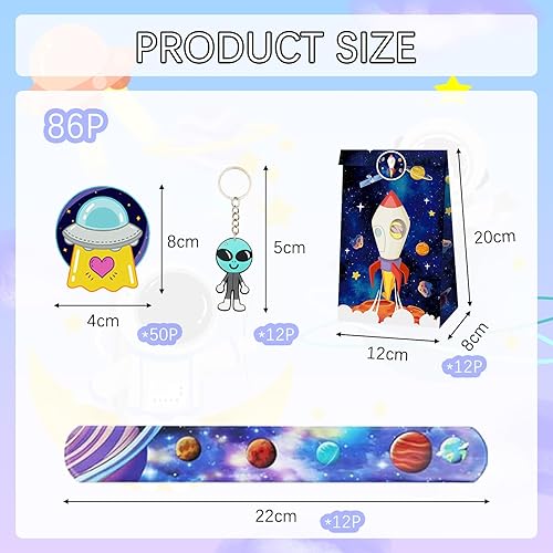 Eymobad Lot de 86 Cadeau Spatial,Anniversaire Astronaute,Décoration de Fête,avec Porte-Clés,Bracelet à Boucle,Autocollants,Paquets Cadeaux, pour anniversaire d'enfant, décoratio - Nail Gallerys