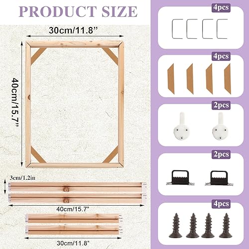 LOLYSIC Lot de 4 cadres en bois de pin massif à monter soi-même, pour peintures à l'huile, peinture au diamant, point de croix, 30 x 40 cm - Nail Gallerys