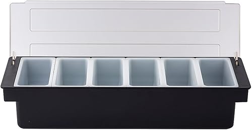 Distributeur de condiments en plastique 6 compartiments Noir - Nail Gallerys