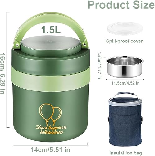 KBIBCK Boîtes Alimentaires Isothermes, 1500 ml Boîte Isotherme Repas Chaud avec Cuillères, Fourchettes et Sacs Isothermes, Thermos Alimentaire Chaud, pour Ecole, Bureau, Camping - Nail Gallerys