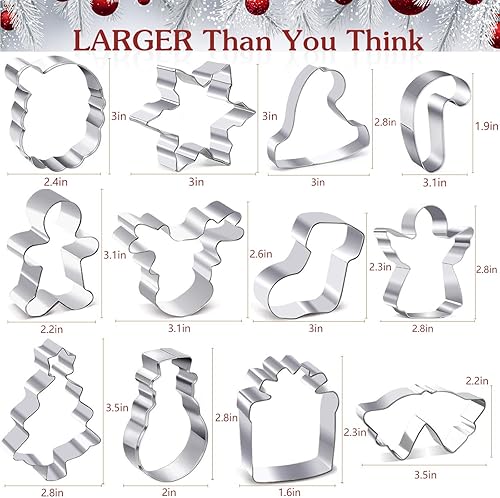OMNIQI Christmas Cookie Cutters Shapes, 12 Pcs No-Repeat Christmas Cookie Cutter Gingerbread Cutters, Stainless Steel Bourbon Biscuit Cutter - Nail Gallerys