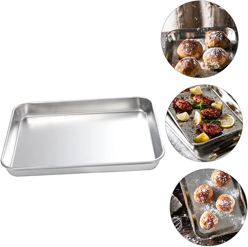 Warmhm 1 Pièce ustensiles de cuisson en acier inoxydable moule à pâtisserie plat moule à gâteau en inox récipient Bac à four poêle plaque de cuisson bac à cuisson en métal Silver - Nail Gallerys