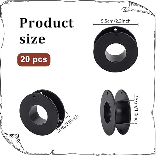 PH PandaHall 20pcs Bobines Vides 5.5x2cm Bobines de Fil en Plastique Bobines de Ruban Bobines D'Artisanat Noires pour Fil de Broderie à Coudre Artisanale Fil de Ficelle - Nail Gallerys