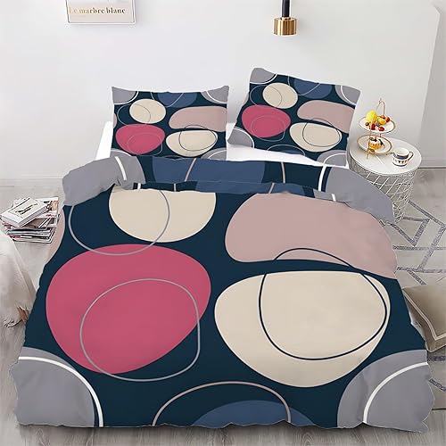 phonxia Housse de Couette 160x200 GéOméTrie Grise Ensemble De Literie Rond Réversible Parure de lit Microfibre avec Fermeture Éclair avec 2 Taie d'oreiller 65x65 cm DY62 - Nail Gallerys