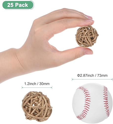 M METERXITY 25 Pcs Boules de Rotin en Osier 30mm Boules Décoratives en Rotin Orbes Remplisseurs de Vase pour Noël/Mariages/Thanksgiving/Bricolage/Décoration Intérieure [Doré] - Nail Gallerys