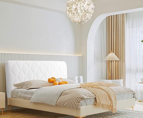 Protecteur Housse de Tête de Lit Extensible Anti-poussière Coussin de Lit Stretch All-inclusive Cover épaissir Anti-collision Coussin de Dossier Lavable,Creamy white,160cm(63inch) - Nail Gallerys