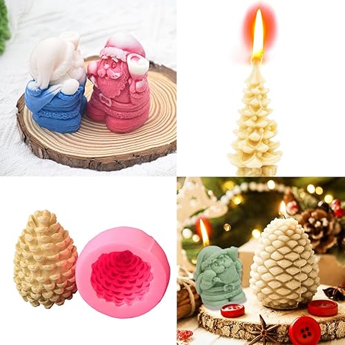 SUNCHE Pomme De Pin Moules à Bougies En Silicone, 3D Moule à Bougie de Noël, DIY Moule en Silicone, Moule à Bougie de Noël, Moules de Cuisson, pour Gâteau Fondant Chocolat, Pine Cones - Nail Gallerys