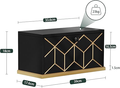 HOLTICO Lot de 2 tables de chevet en bois noir - Étagère flottante - Étagère murale pour chambre à coucher, chambre d'enfant, cuisine - Petite décoration - Nail Gallerys