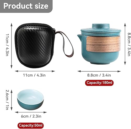 Mini Ensemble de Théière de Voyage en Céramique, Théière Chinoise Kung Fu Service à Thé de Voyage Portable Anti-brûlure Avec Infuseur à Thé Service à Thé Avec Sac Portable (Noir-4 Tasses) - Nail Gallerys