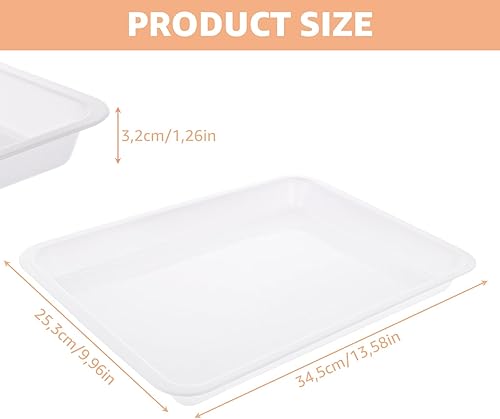 MIVIDE 10 Pcs Plateaux de Service en Plastique, 34.5 x 25.3 x 3.2 cm Plateau Plastique Rectangulaire Blanc, Plateau d'Activité Réutilisables pour Artisanat, École, Maison - Nail Gallerys
