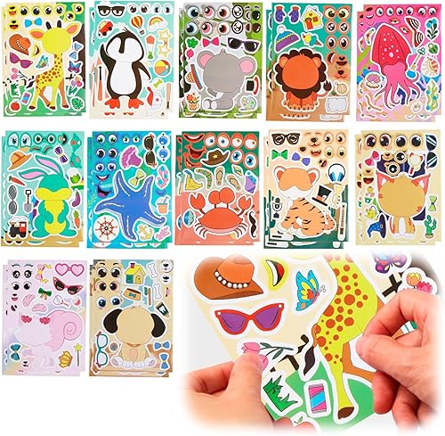 24 Pièces Make-a-Face Feuilles D’Autocollants, Autocollants Pour Enfants, DIY Feuilles D'Autocollants D'Animaux Marins, Gommettes Autocollantes Pour Scrapbooking, Fêtes Et Projets De Base Créatifs - Nail Gallerys